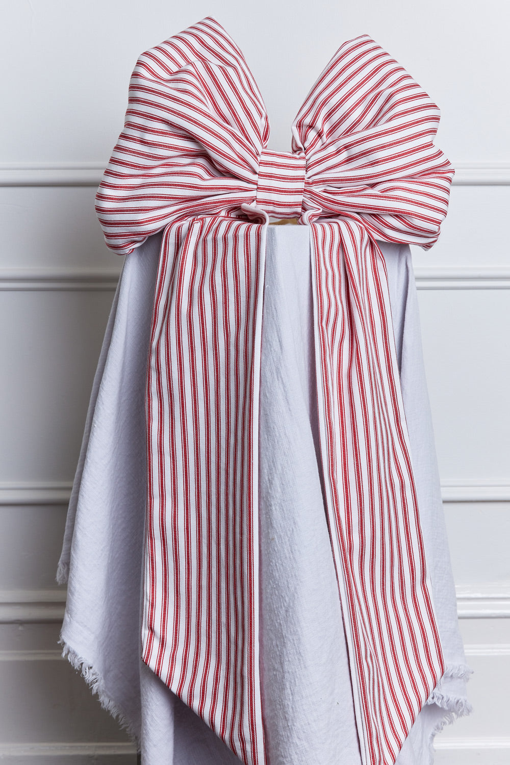 Handmade Oversized Bow - Red & White Stripe
