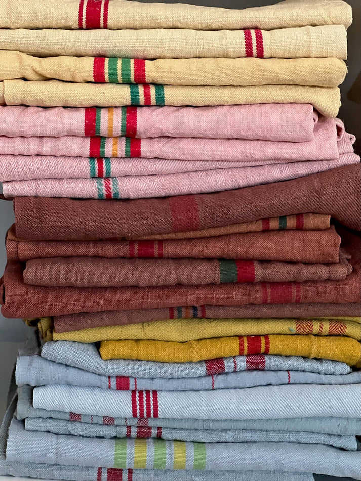 Vintage French Tea Towel - Dark Khaki