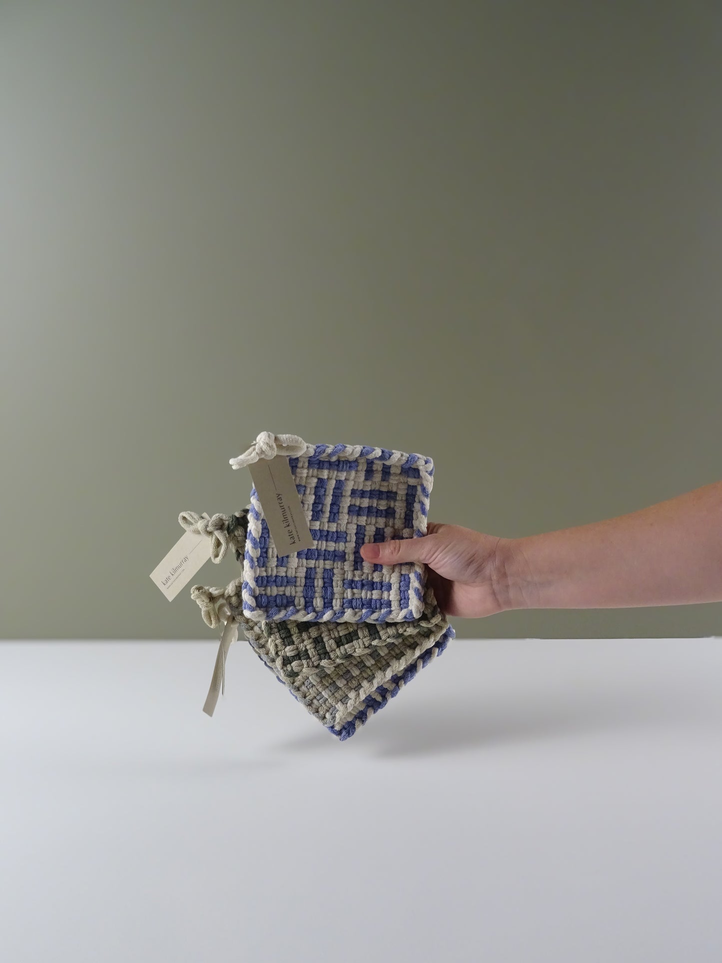 Handwoven Pot Holder - Hydrangea Blue