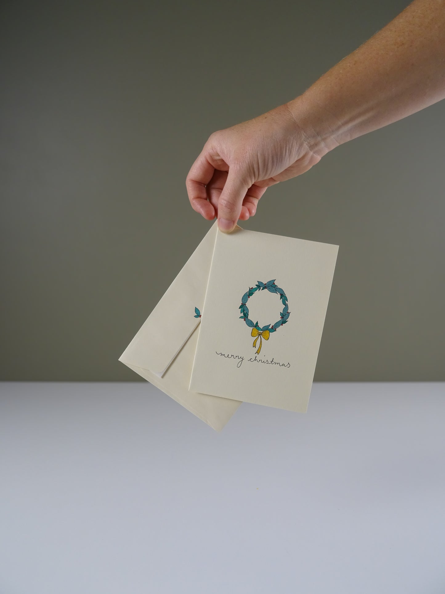 Christmas Wreath Hand Illustrated Greeting Card