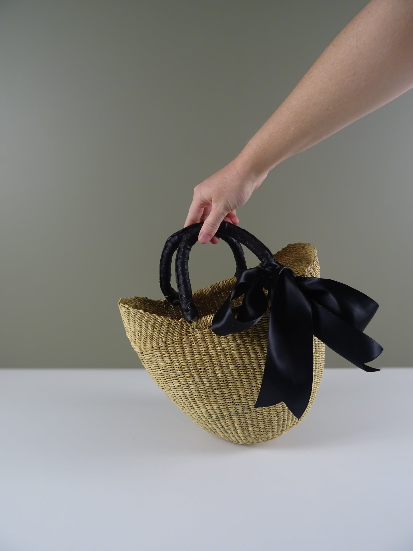 Mini Market Basket Bag - Black Handle