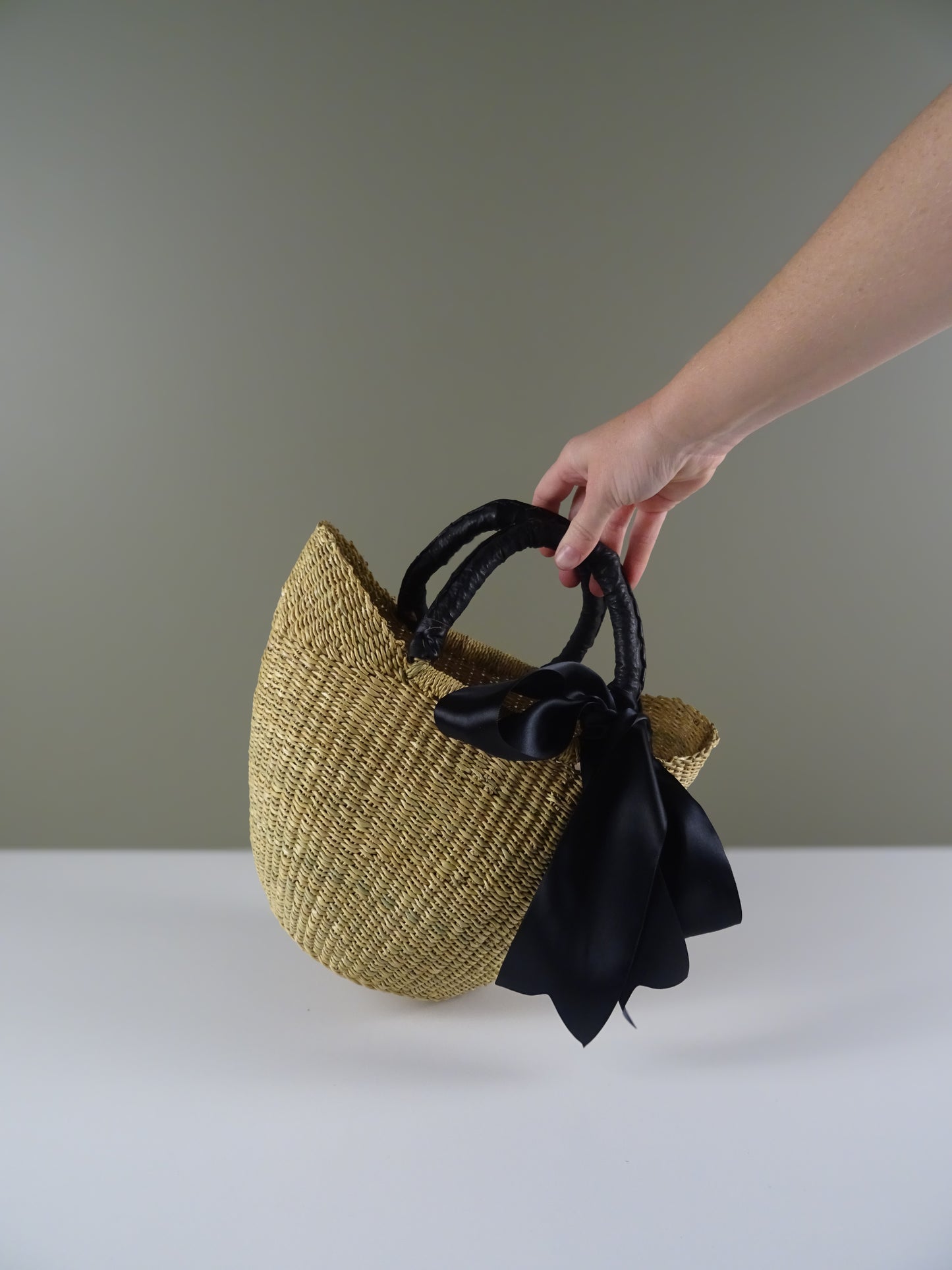 Mini Market Basket Bag - Black Handle
