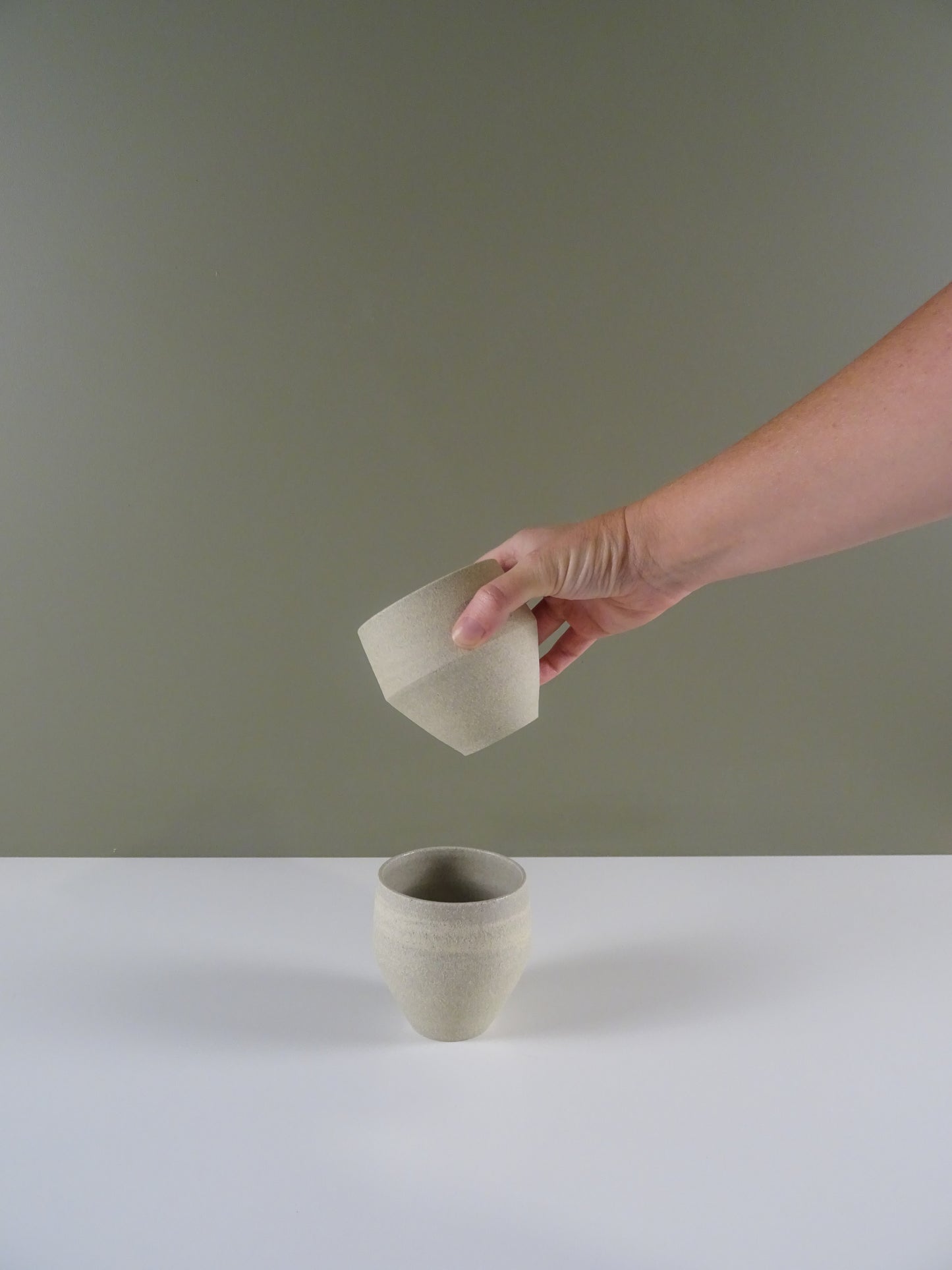 Handmade Ceramic Geometric Cup - Sand