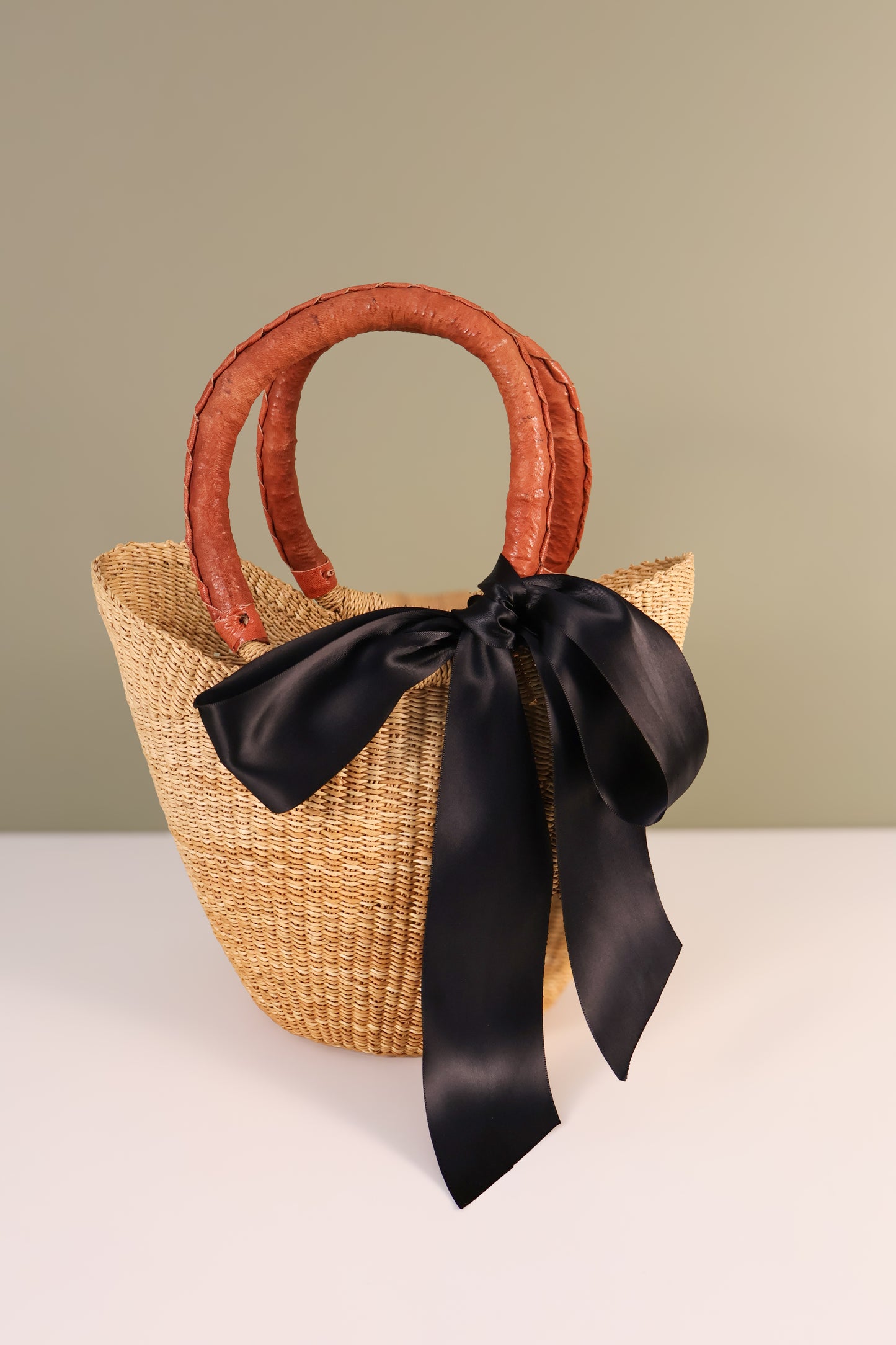 Mini Market Basket Bag - Tan Handle