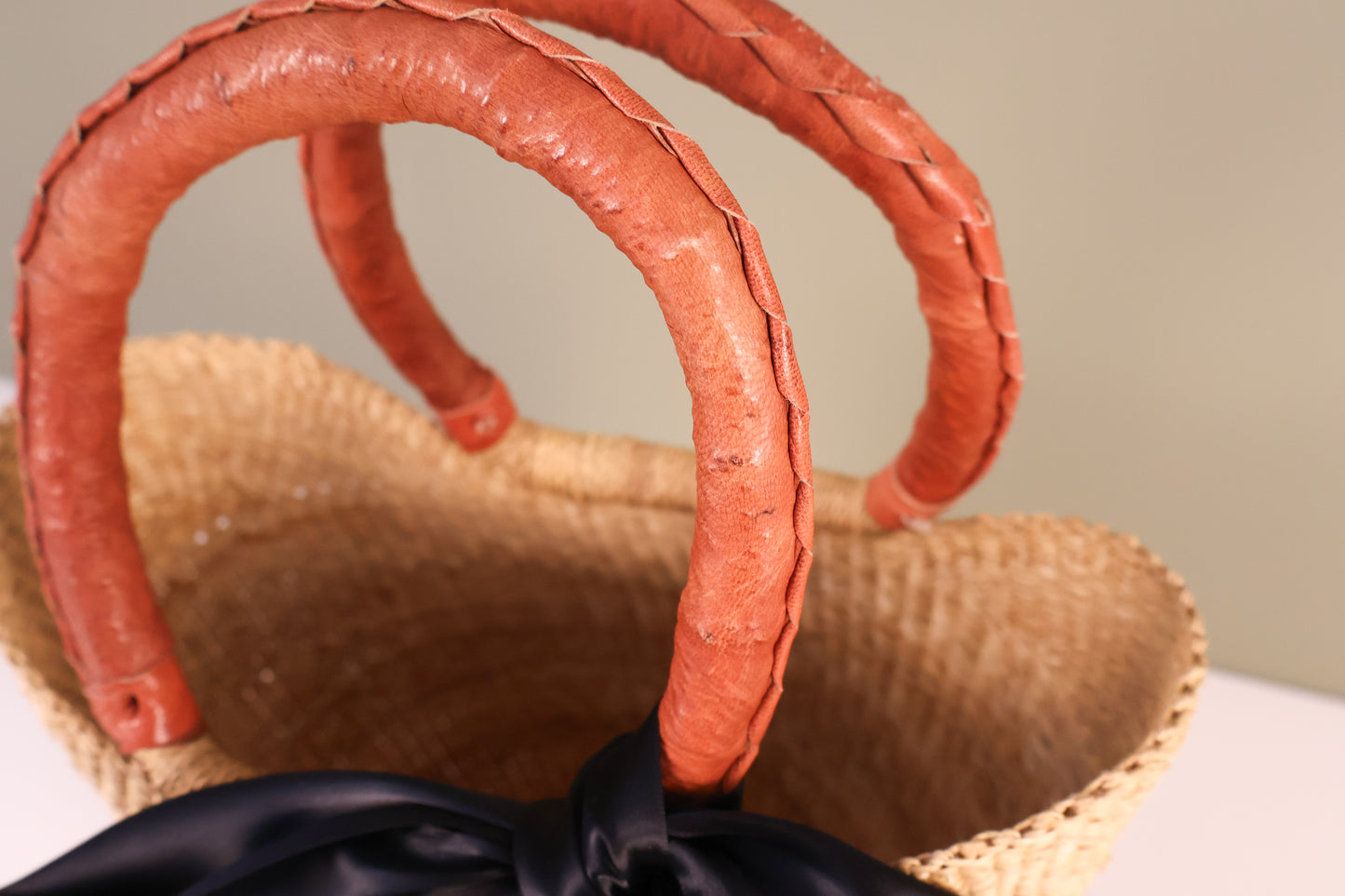 Mini Market Basket Bag - Tan Handle