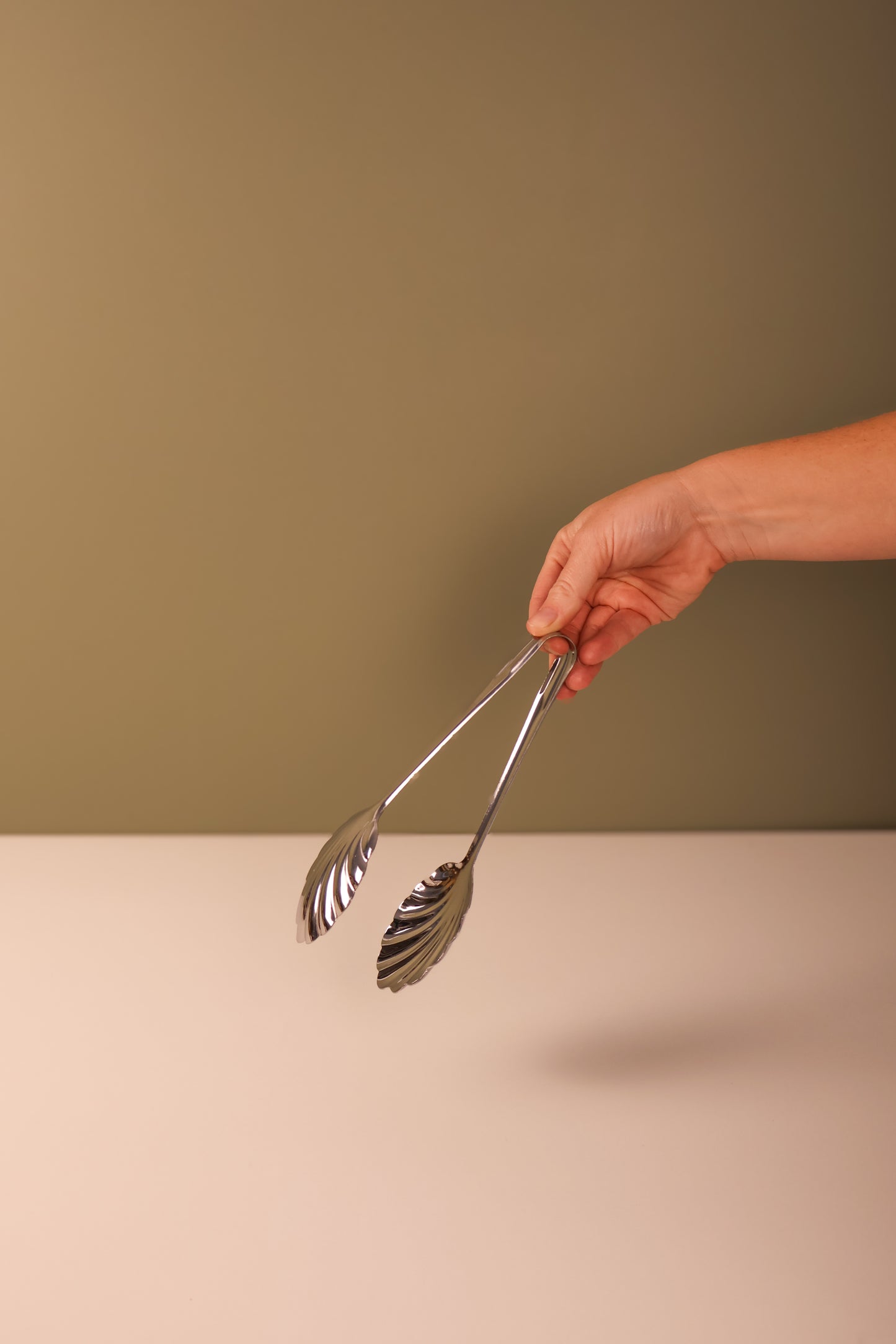 Scallop Shell Serving Tongs - Stainless Steel