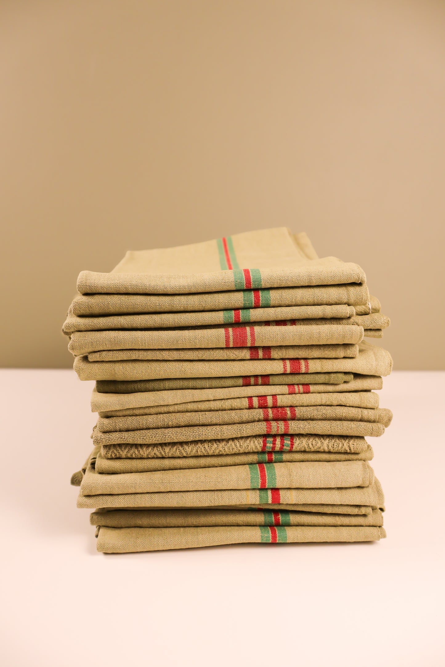 Vintage French Tea Towel - Khaki