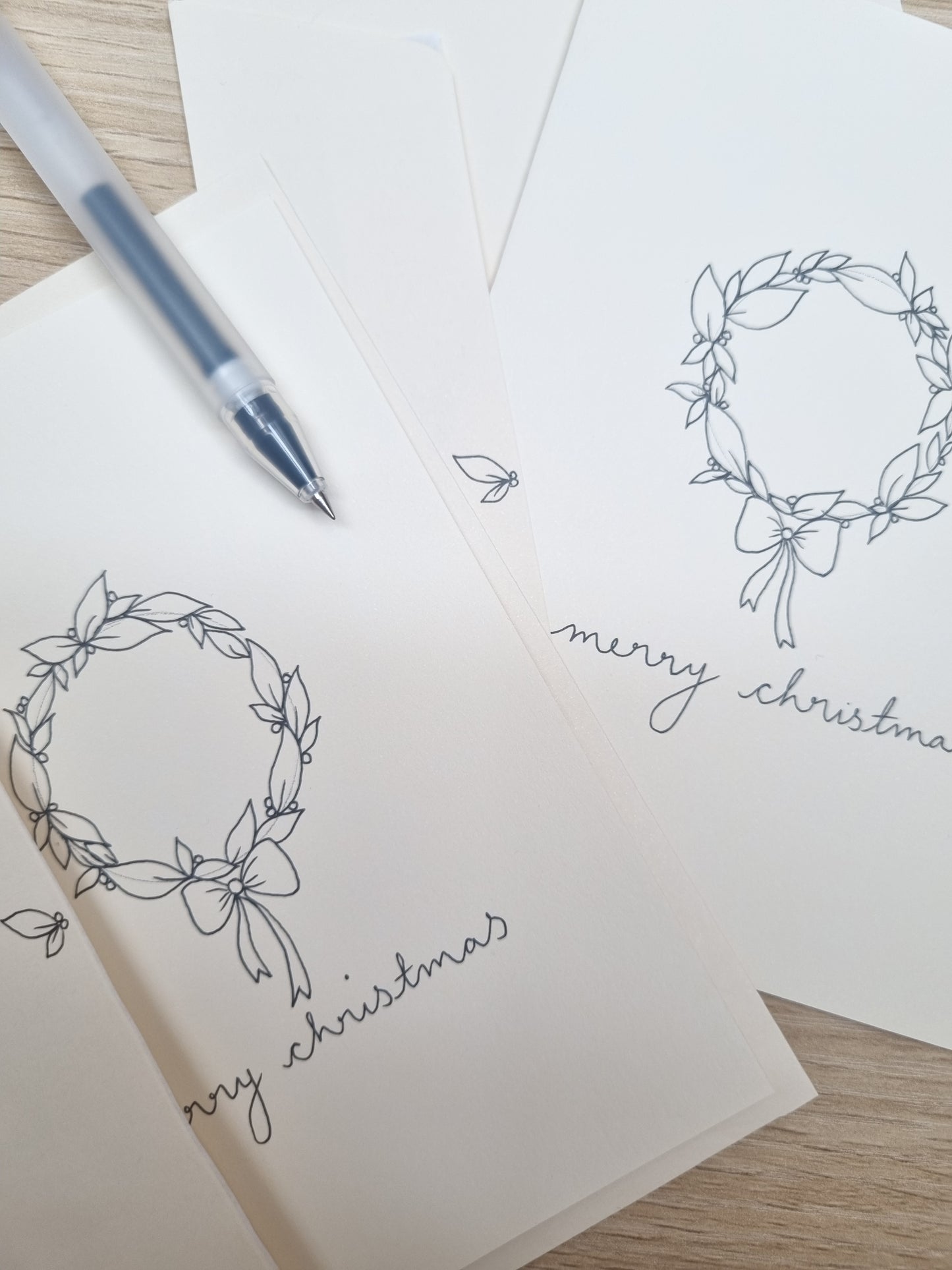 Christmas Wreath Hand Illustrated Greeting Card