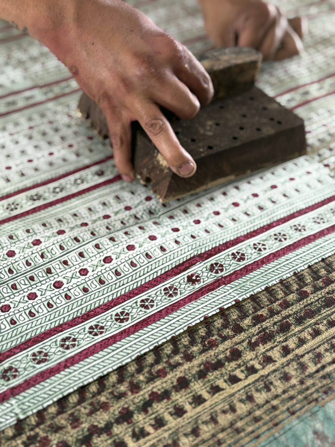 Block printed wrapping paper in Benares Festive Mix