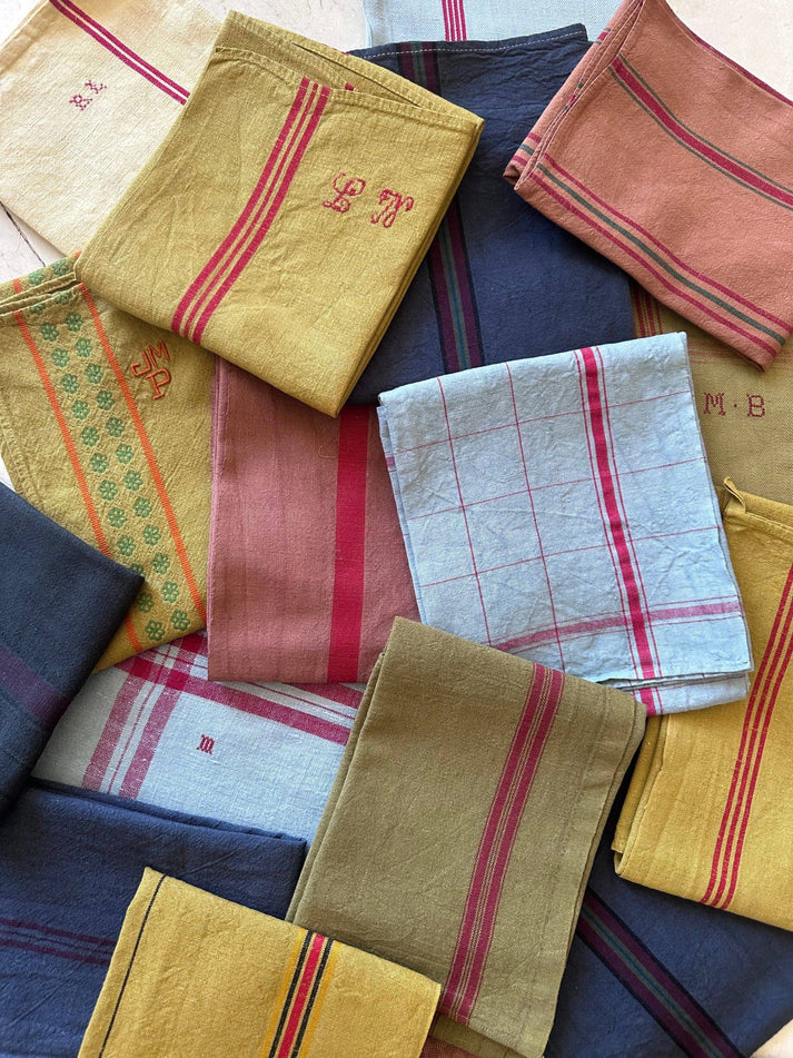 Vintage French Tea Towel - Jean Blue