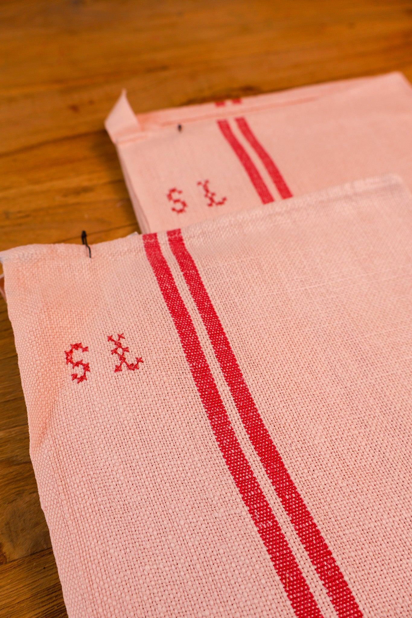 Vintage French Tea Towel - Ballerina Pink