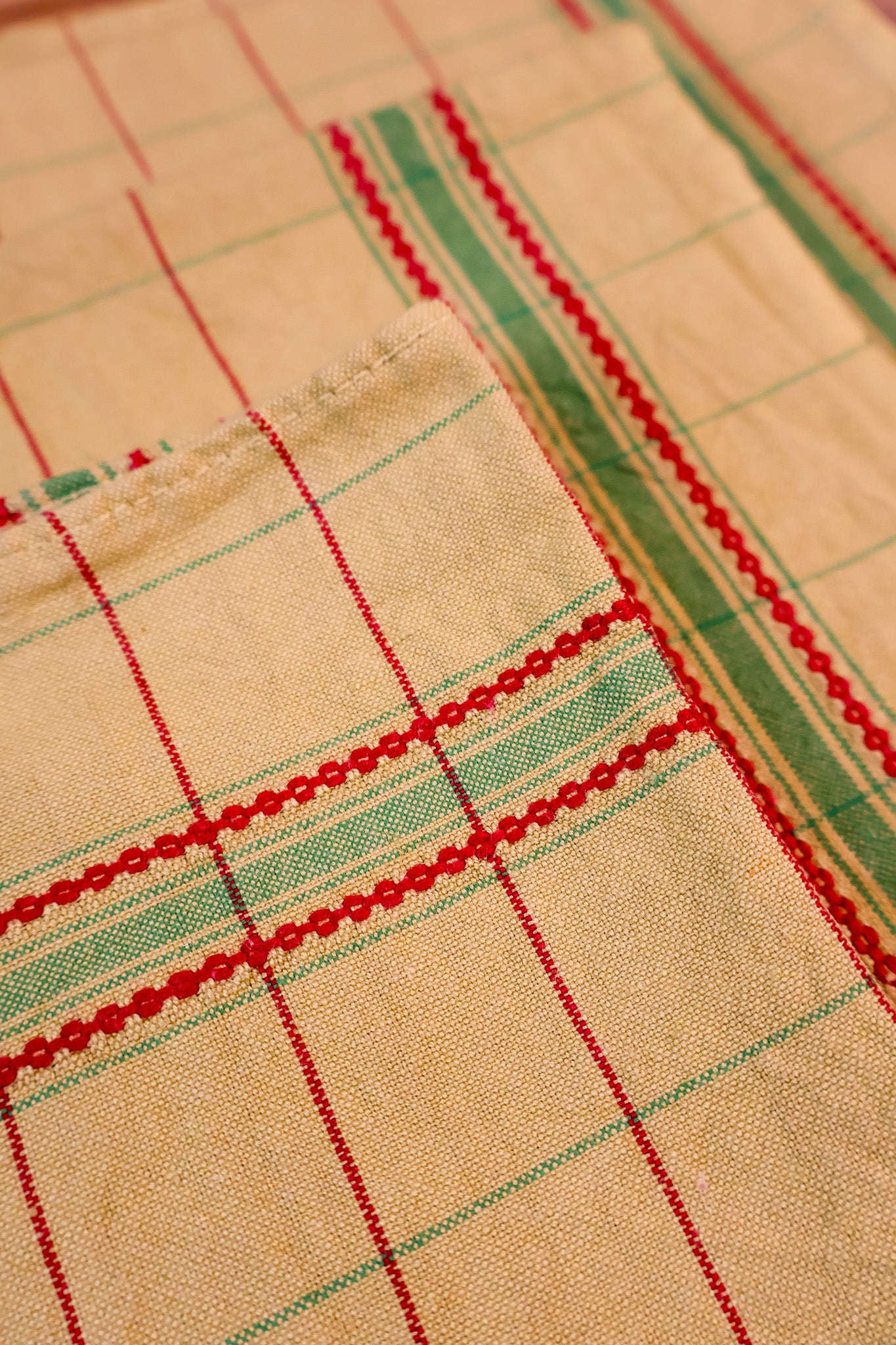 Vintage French Tea Towel - Chartreuse