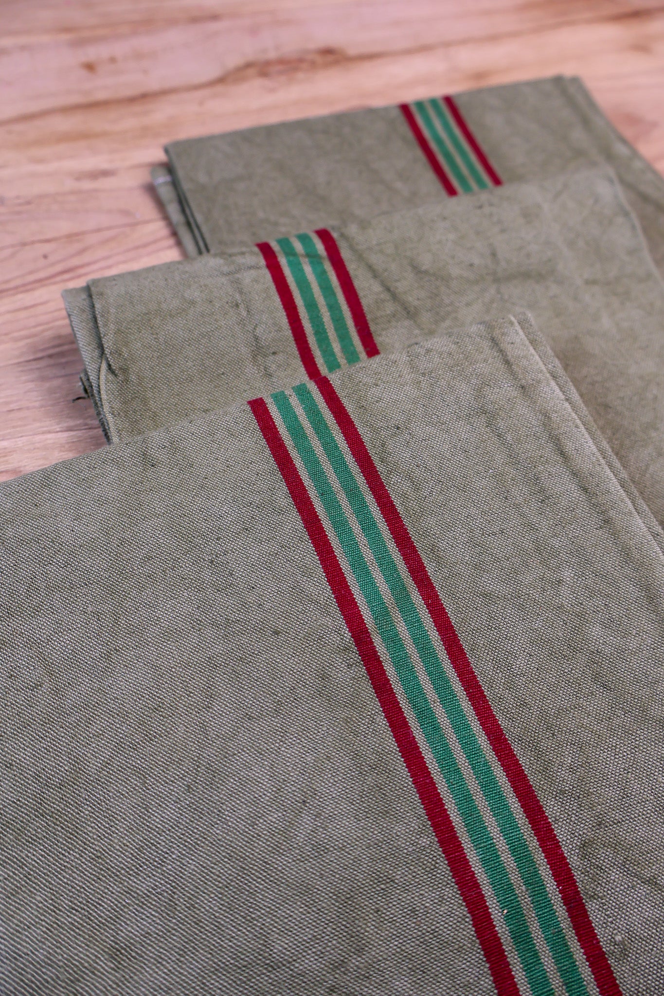 Vintage French Tea Towel - Dark Khaki