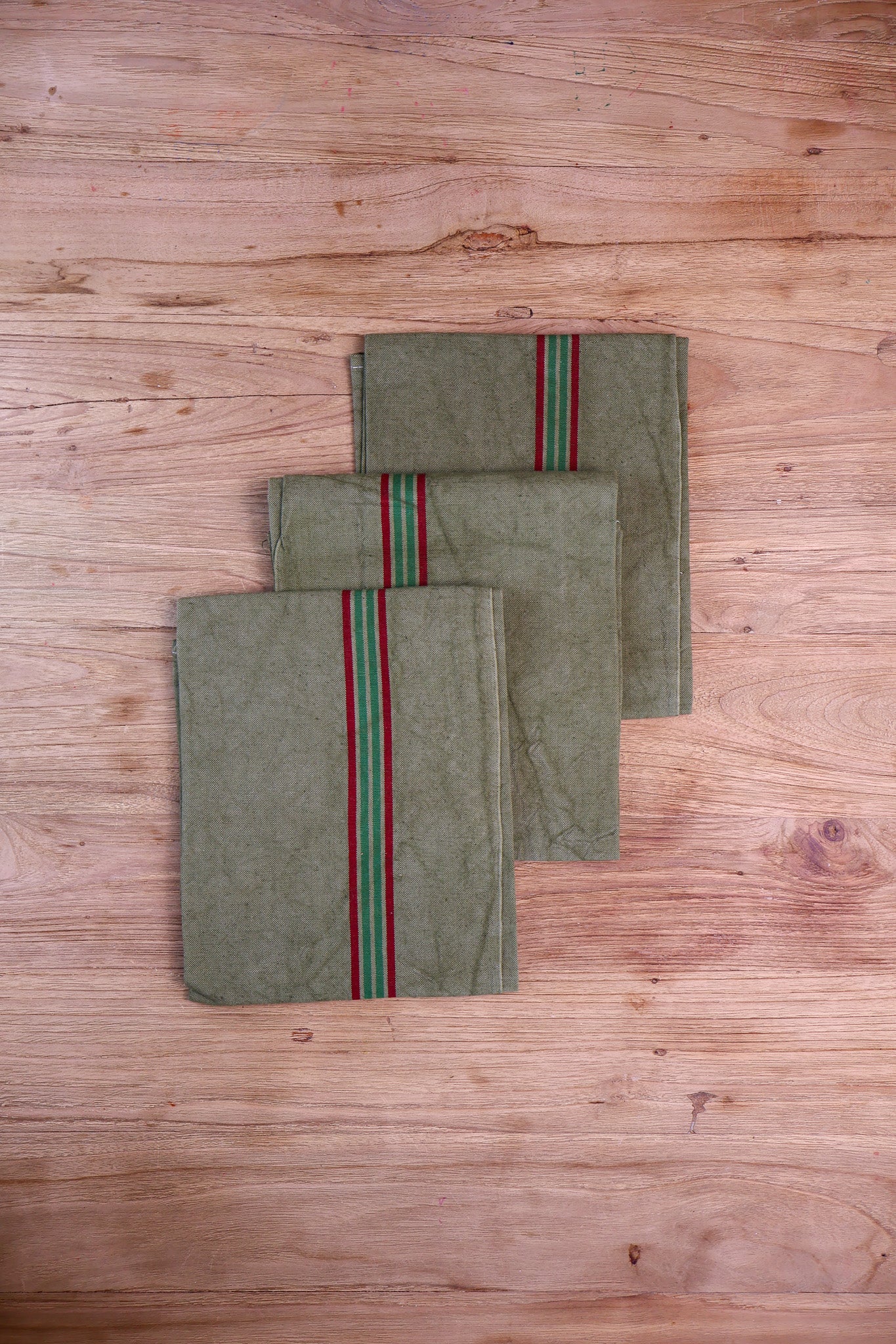 Vintage French Tea Towel - Dark Khaki