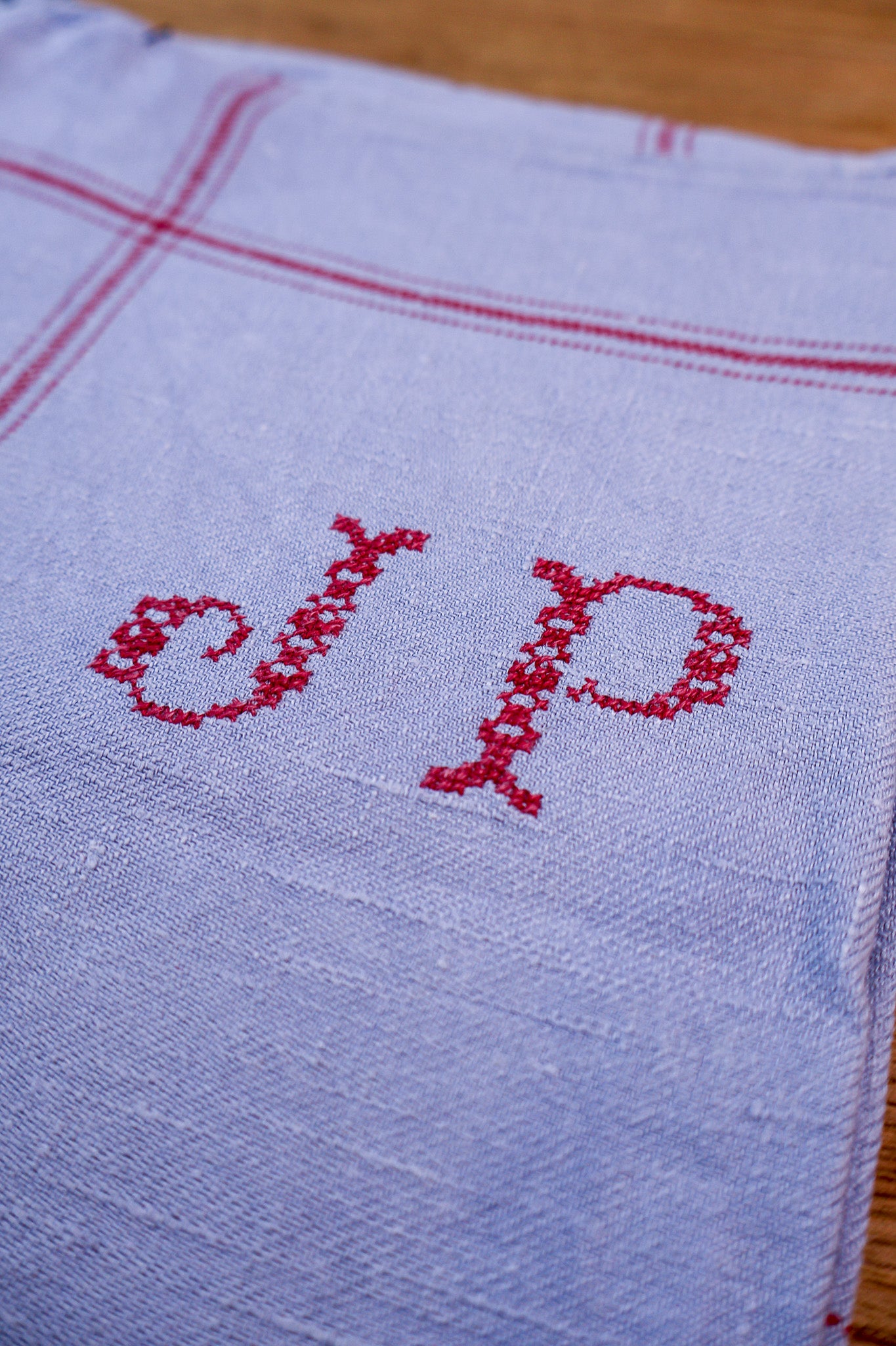Vintage French Tea Towel - Jean Blue