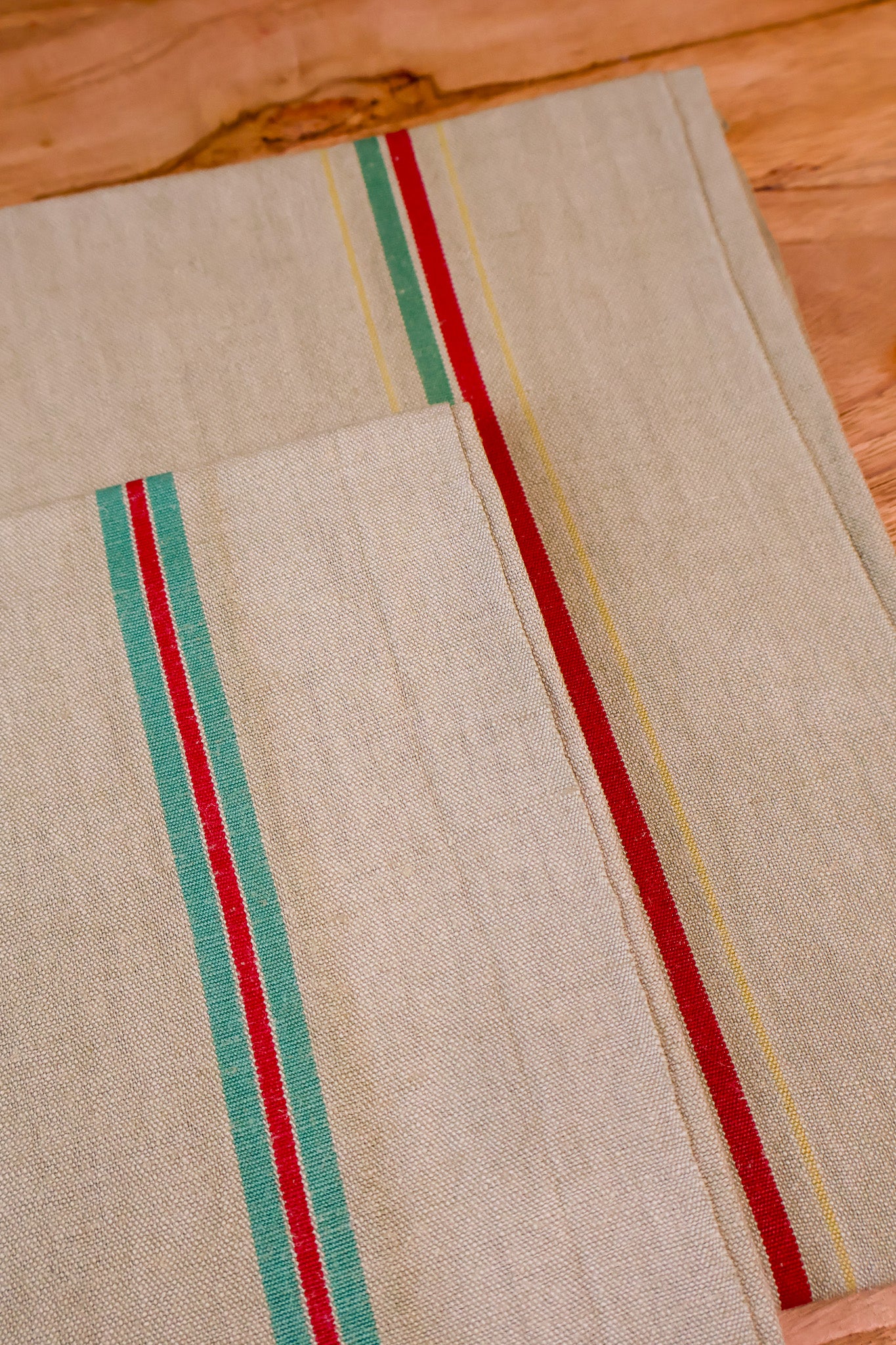 Vintage French Tea Towel - Khaki