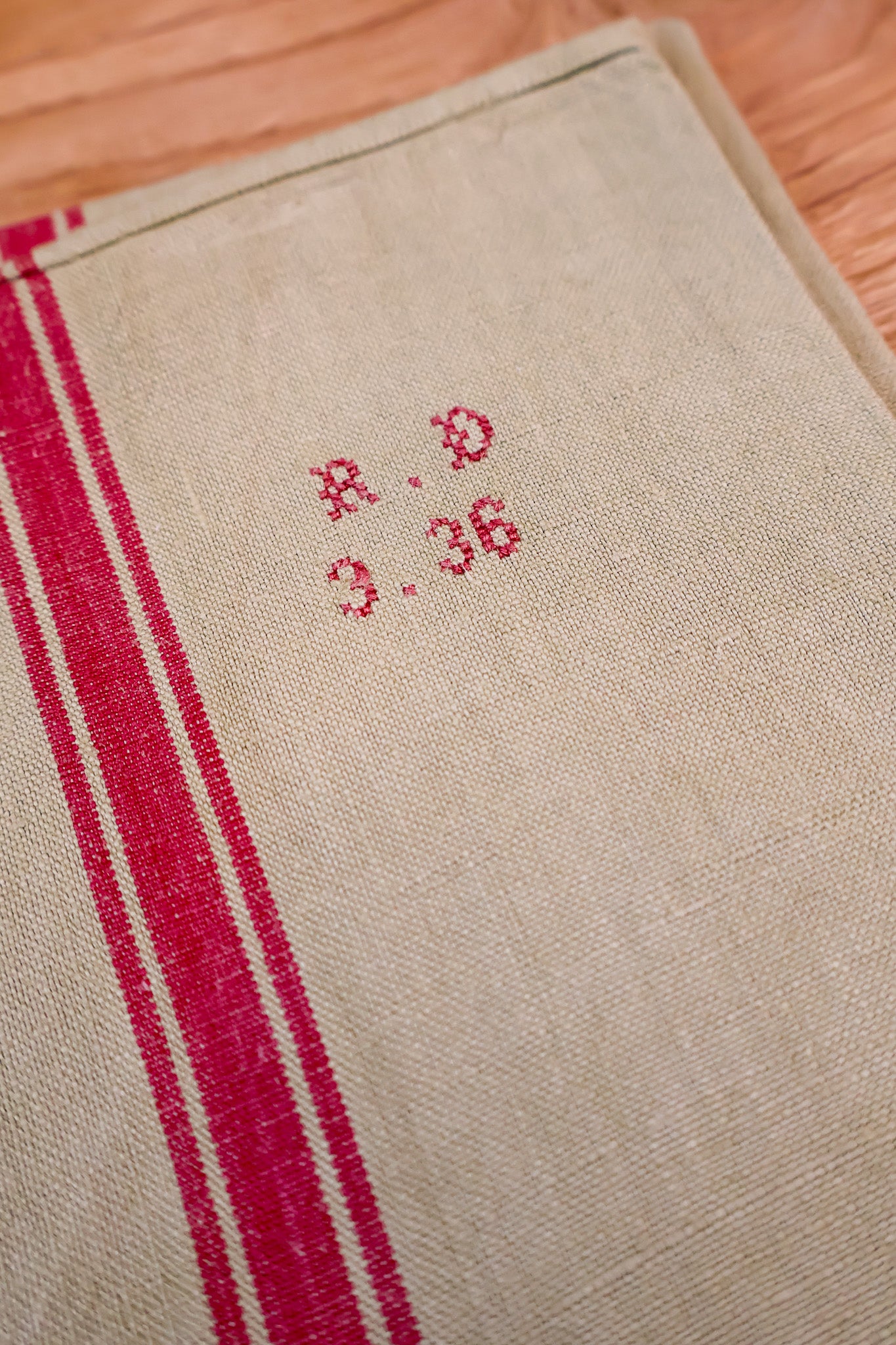 Vintage French Tea Towel - Khaki