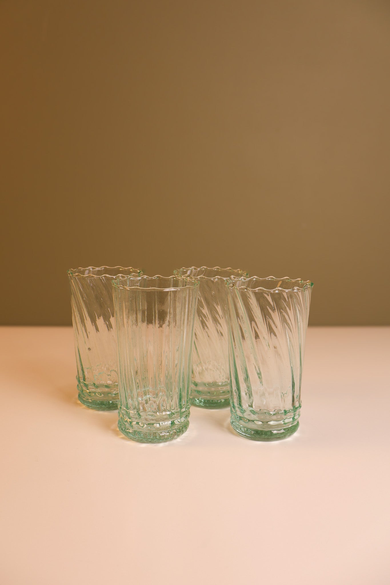 Moroccan Handmade Ripple Glass – Tall (Set of 4)