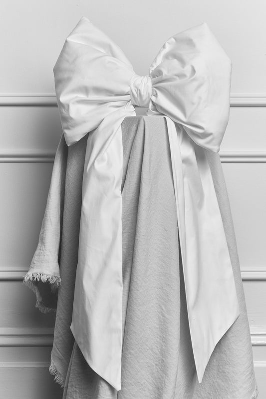 Handmade Oversized Bow - White Sateen