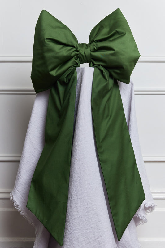Handmade Oversized Bow - Green Sateen
