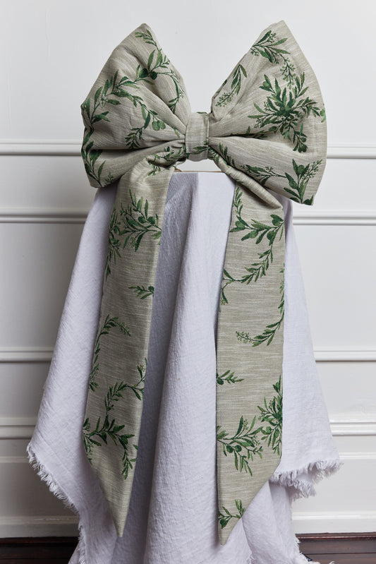 Handmade Oversized Bow - Olive Tapestry