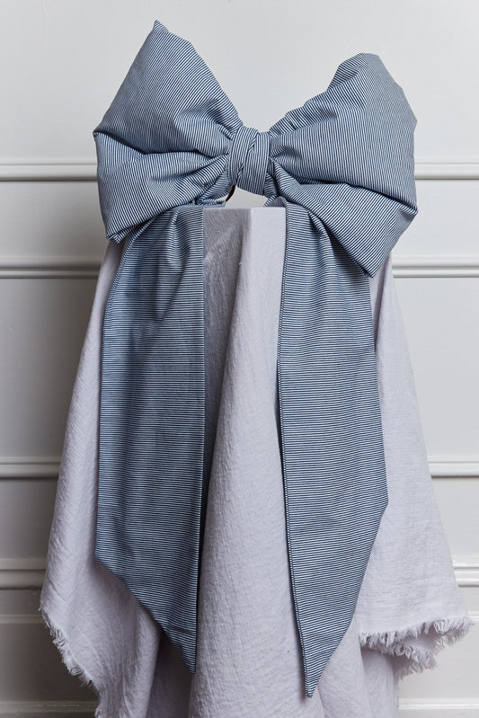 Blue & White Stripe Oversized Bow