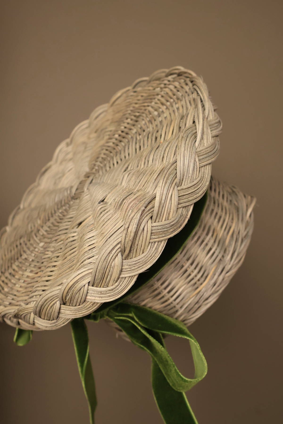Woven Rattan Cake Stand in Natural Green