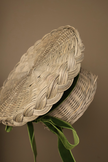 Woven Rattan Cake Stand in Natural Green