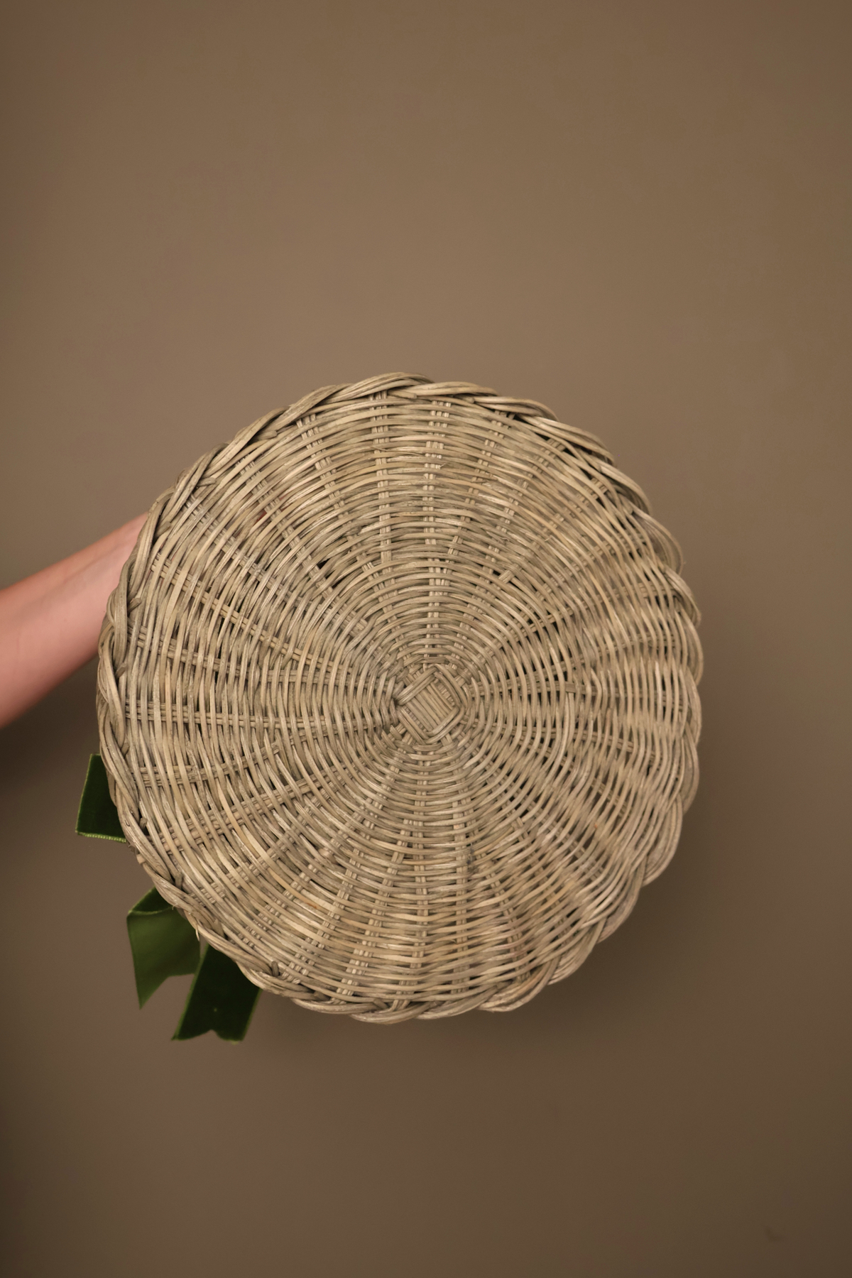 Woven Rattan Cake Stand in Natural Green