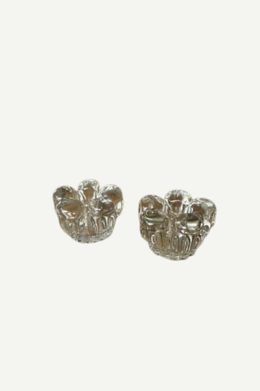 Vintage Pair of Glass Floral Candle Holder
