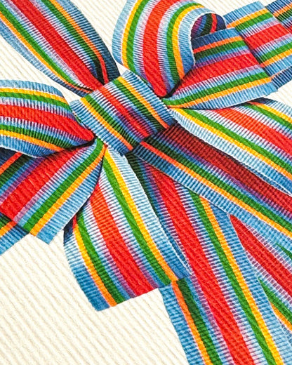 Candy Stripe Wrapped Bow Greeting Card