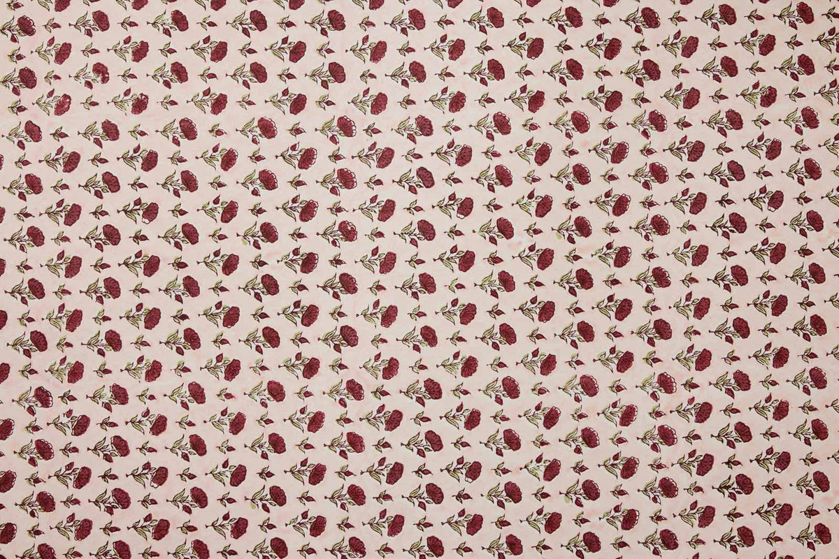 Block printed wrapping paper in Ditsy Floral Scarlet