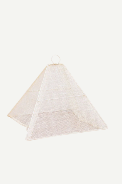 Small collapsible woven food tent cover in cream