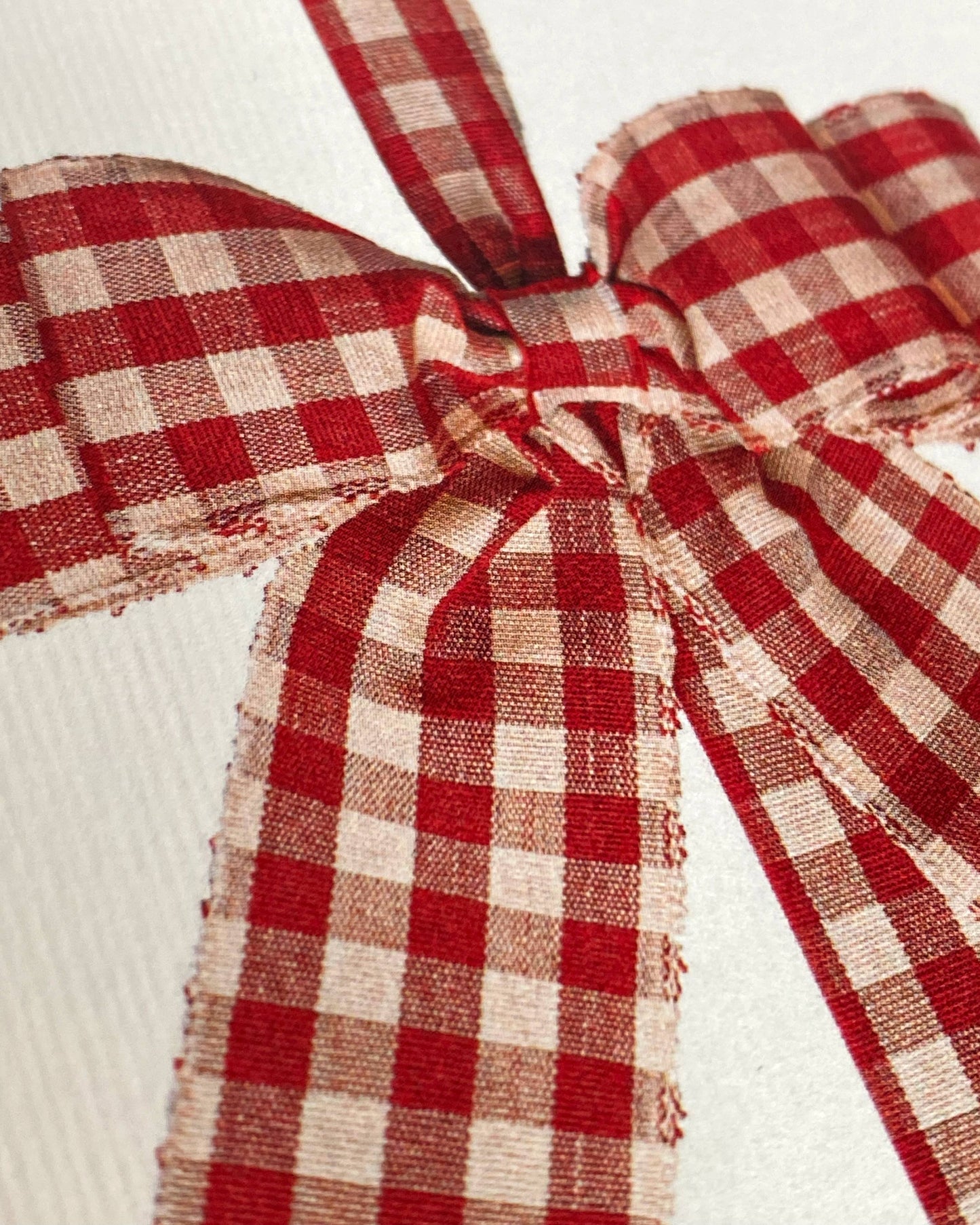 Red Gingham Wrapped Bow Greeting Card