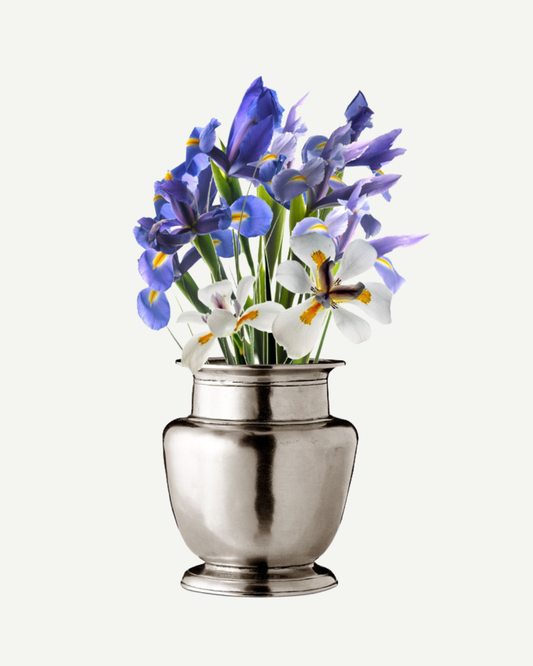 Italian Pewter Large Rimmed Vase