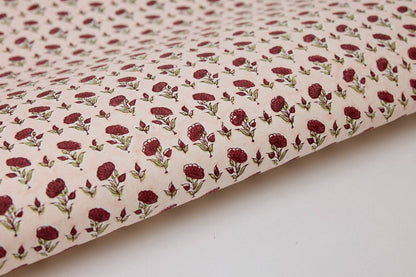 Block printed wrapping paper in Ditsy Floral Scarlet