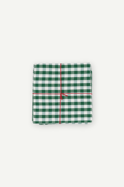 Suzette upcycled cotton napkins in Libeccio Evergreen print, set of 4