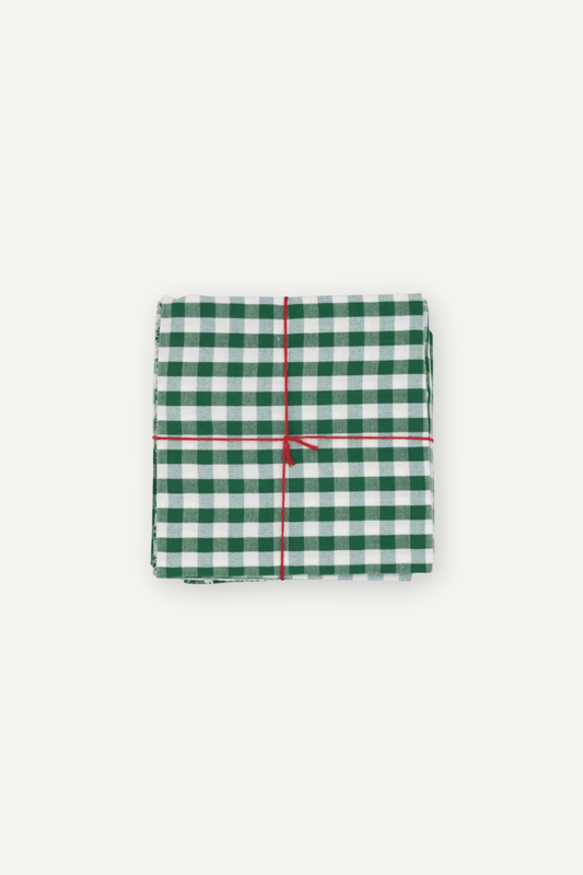 Suzette upcycled cotton napkins in Libeccio Evergreen print, set of 4