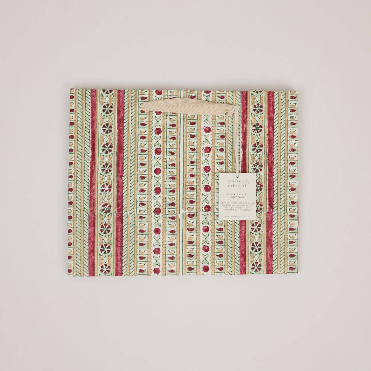 Block printed Christmas gift bags in medium