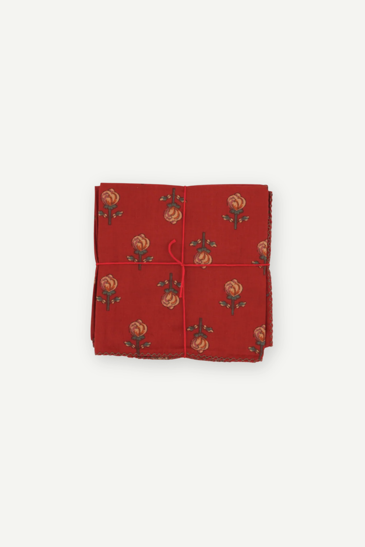 Suzette upcycled cotton napkins in Pissenlit Garnet print, set of 4