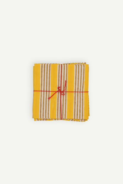 Suzette upcycled cotton napkins in Alice Gold print, set of 4