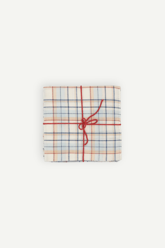 Suzette upcycled cotton napkins in Ana Denim print, set of 4