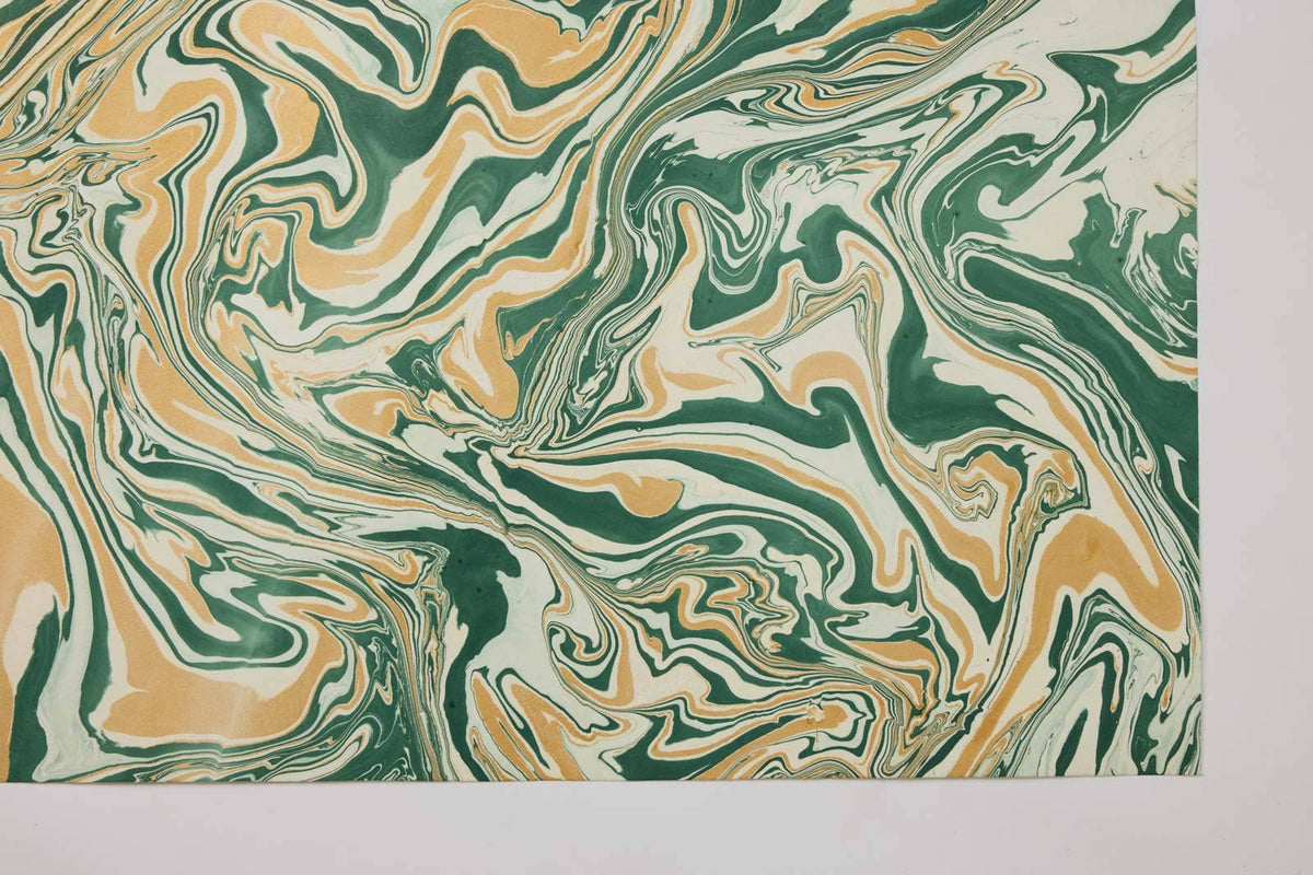 Hand marbled wrapping paper in Free Spirit Conifer