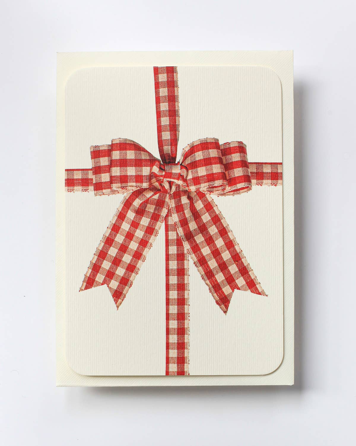 Red Gingham Wrapped Bow Greeting Card