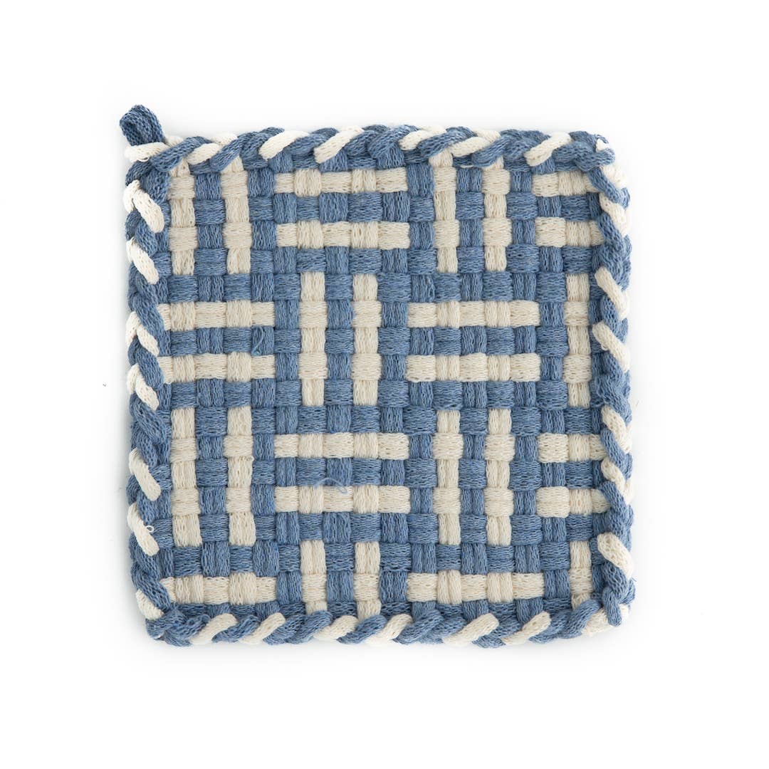 Handwoven Pot Holder - Ocean Blue