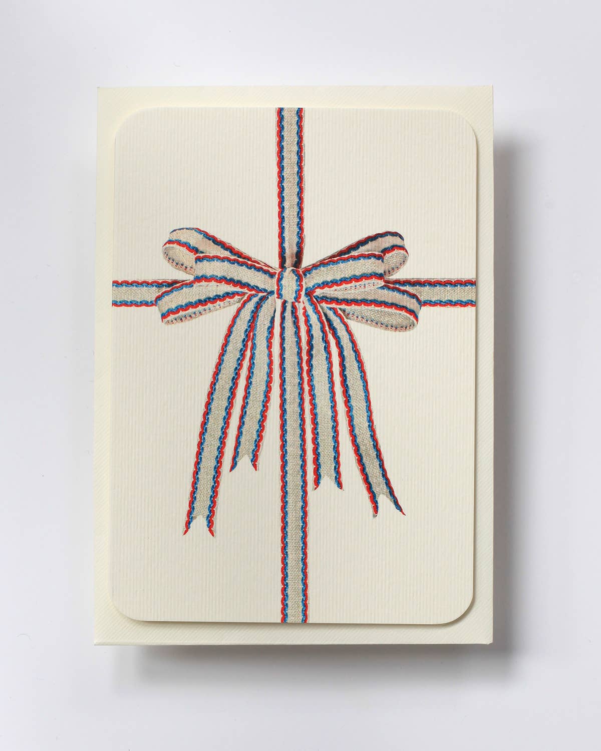 White, Red & Blue Bow Greeting Card