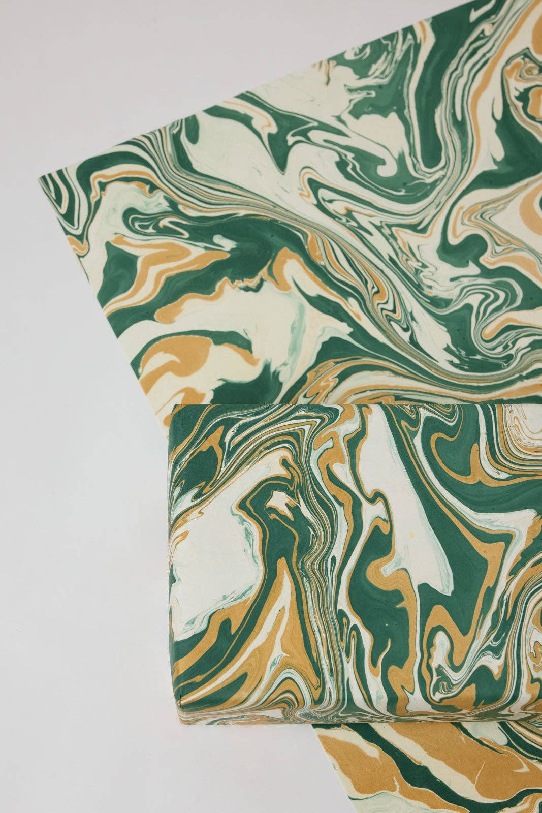 Hand marbled wrapping paper in Free Spirit Conifer