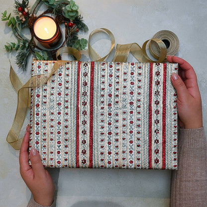 Block printed wrapping paper in Benares Festive Mix
