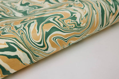 Hand marbled wrapping paper in Free Spirit Conifer