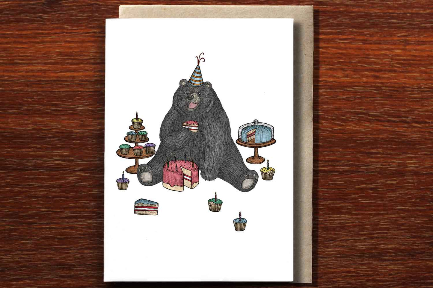 The Bear who Loves Cake Greeting Card